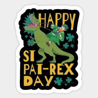 Happy St. Pat-Rex Day Leprechaun Riding T-Rex Dinosaur for St. Patrick's Day Sticker